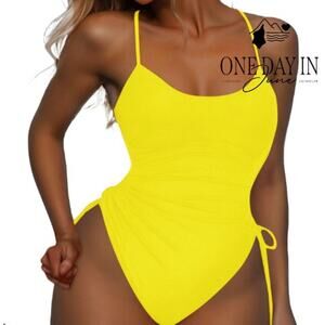 Aleumdr Ruched Tie Side One Piece Swimsuit Size S
